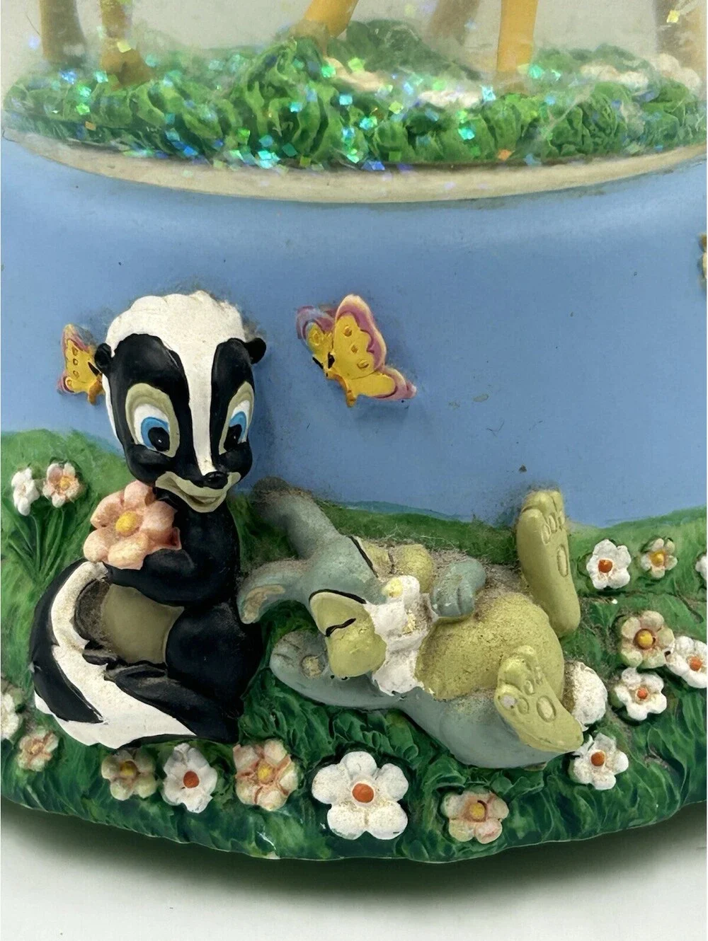 Disney Enesco Bambi & Feline Waltz of the Flowers Musical Snow Globe